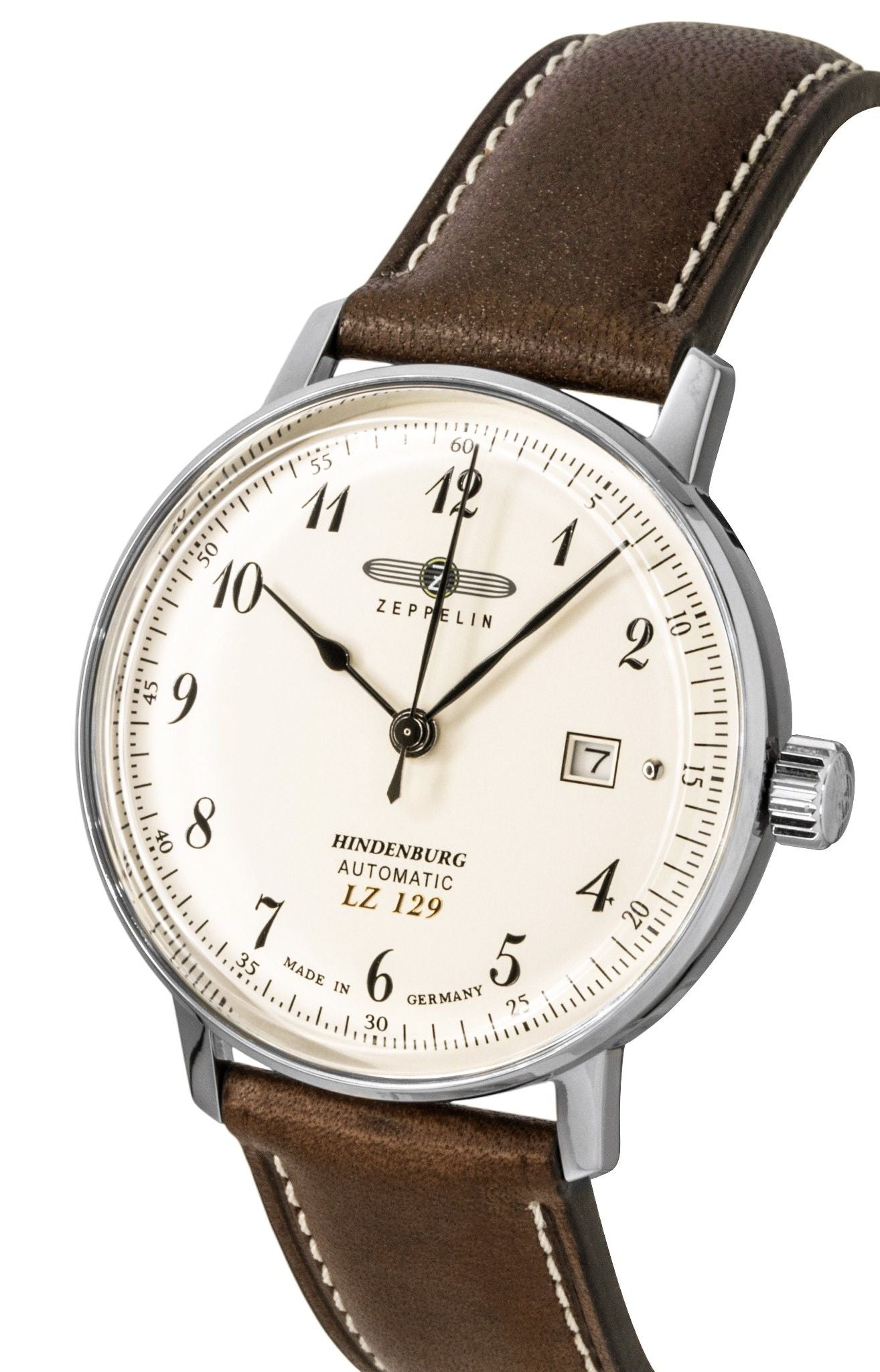 Zeppelin LZ129 Hindenburg Lederarmband Beige Dial Automatik 80565 Herrenuhr