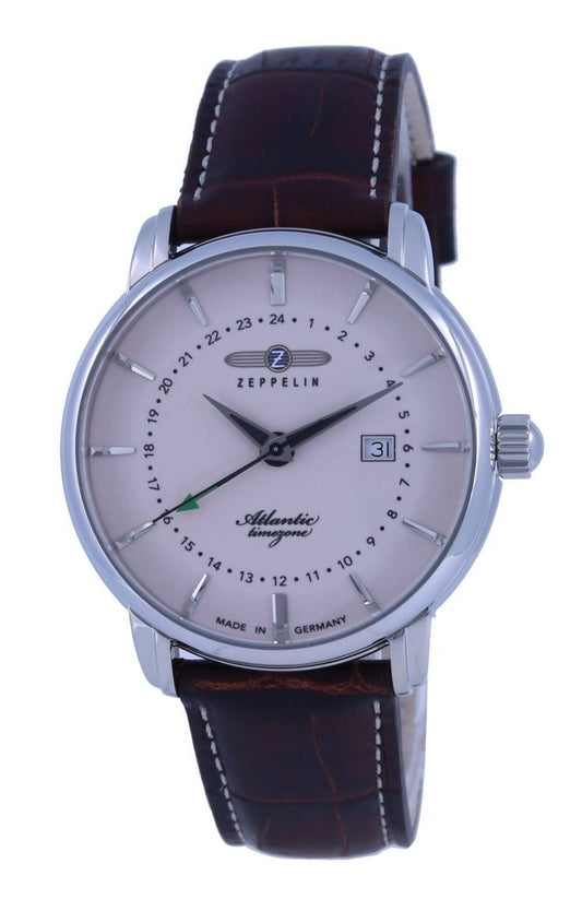 Zeppelin Atlantic Beige Dial Lederarmband Quarz 8442-5 84425 Herrenuhr