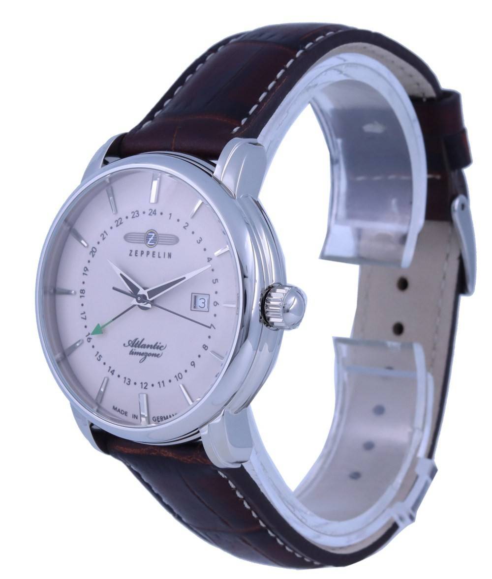 Zeppelin Atlantic Beige Dial Lederarmband Quarz 8442-5 84425 Herrenuhr