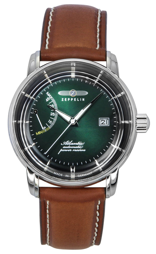 Zeppelin Atlantic Lederarmband Dark Gr?nes Zifferblatt Automatik 84624 Herrenuhr
