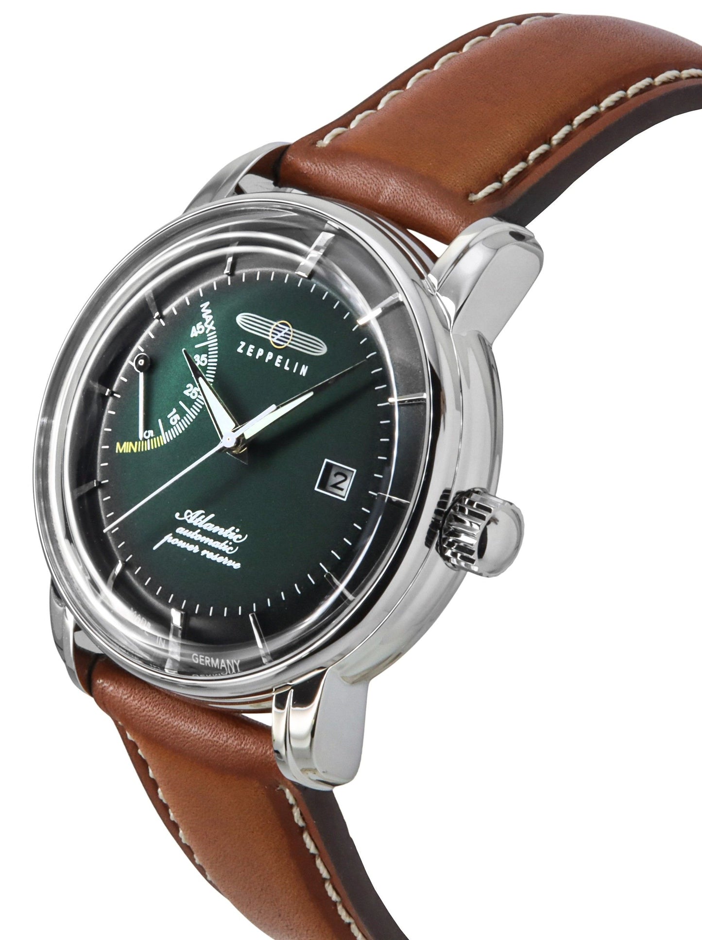 Zeppelin Atlantic Lederarmband Dark Gr?nes Zifferblatt Automatik 84624 Herrenuhr