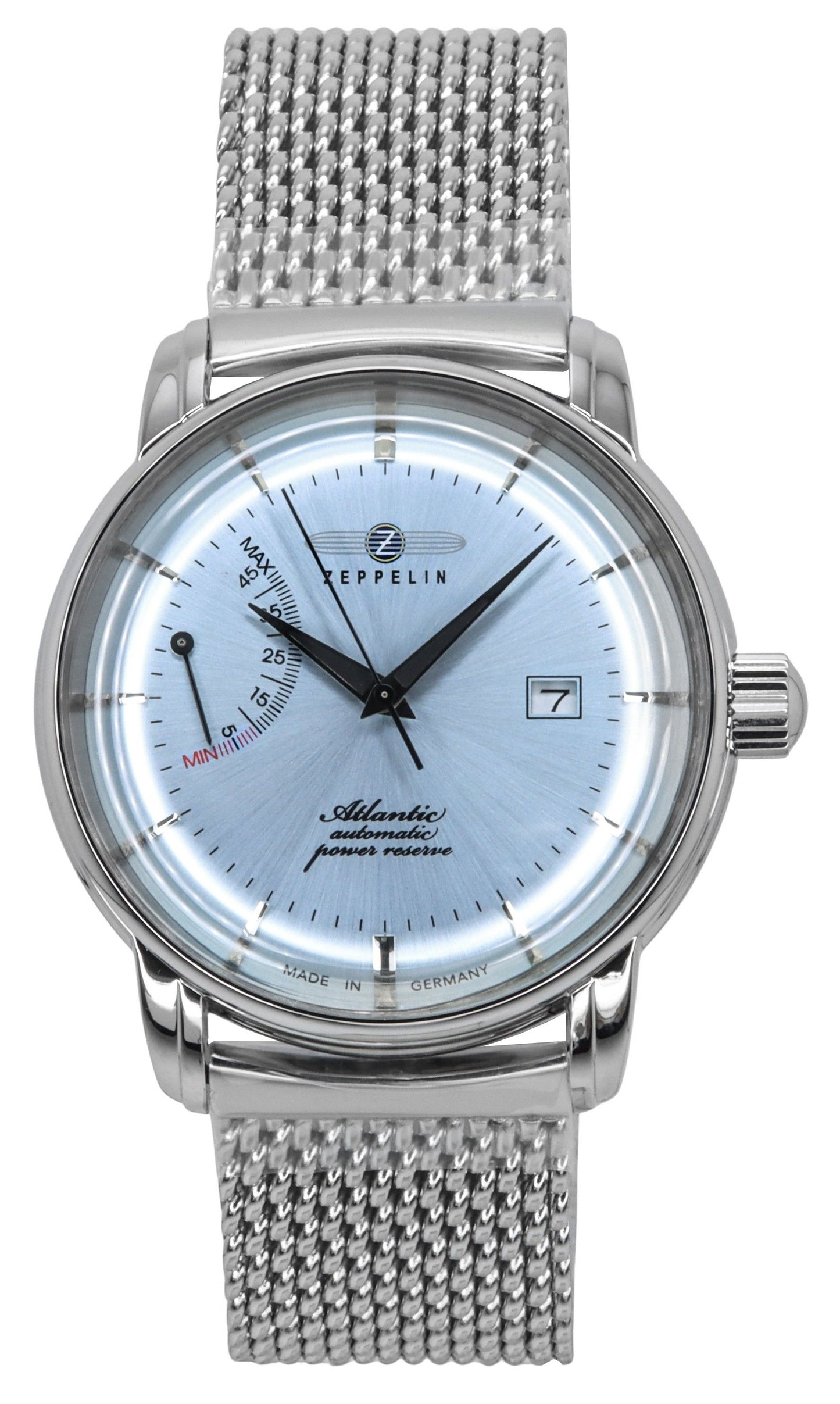 Zeppelin Atlantic Edelstahl Ice Blaues Zifferblatt Automatik 8462M6 Herrenuhr