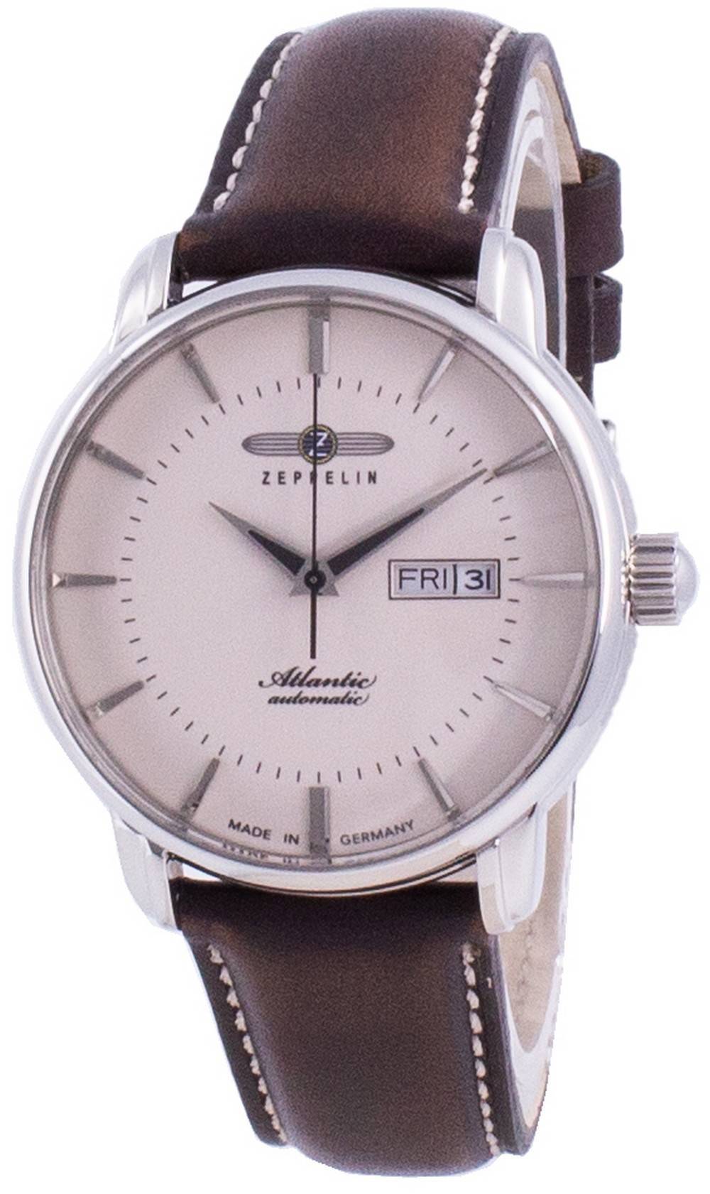 Zeppelin Atlantic Beige Dial Lederarmband Automatik 8466-5 84665 Herrenuhr
