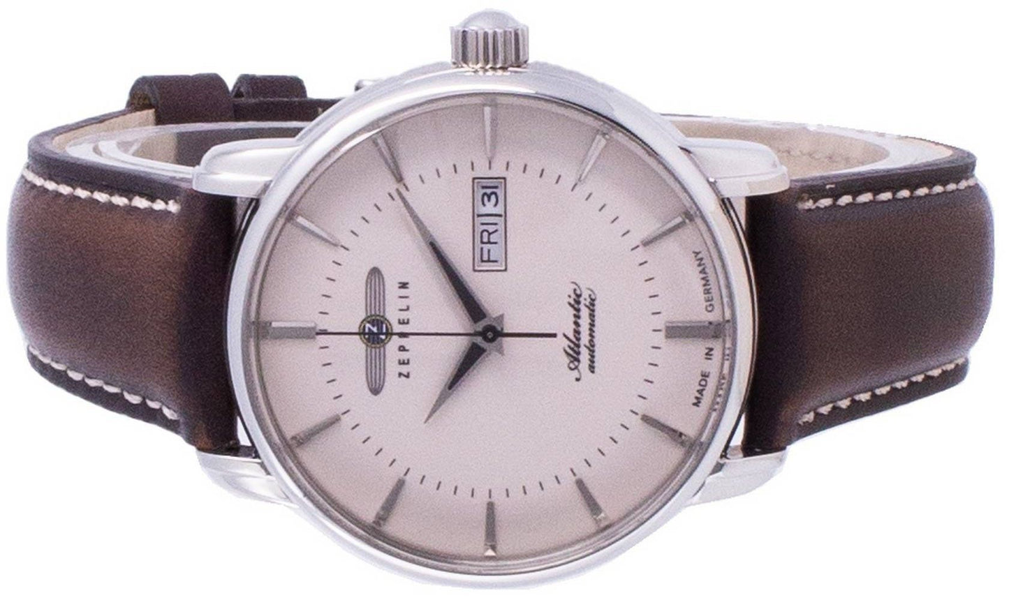 Zeppelin Atlantic Beige Dial Lederarmband Automatik 8466-5 84665 Herrenuhr
