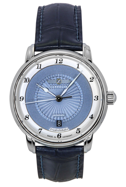 Zeppelin Friedrichshafen Lederarmband Blaues Zifferblatt Automatik 85563 Damenuhr