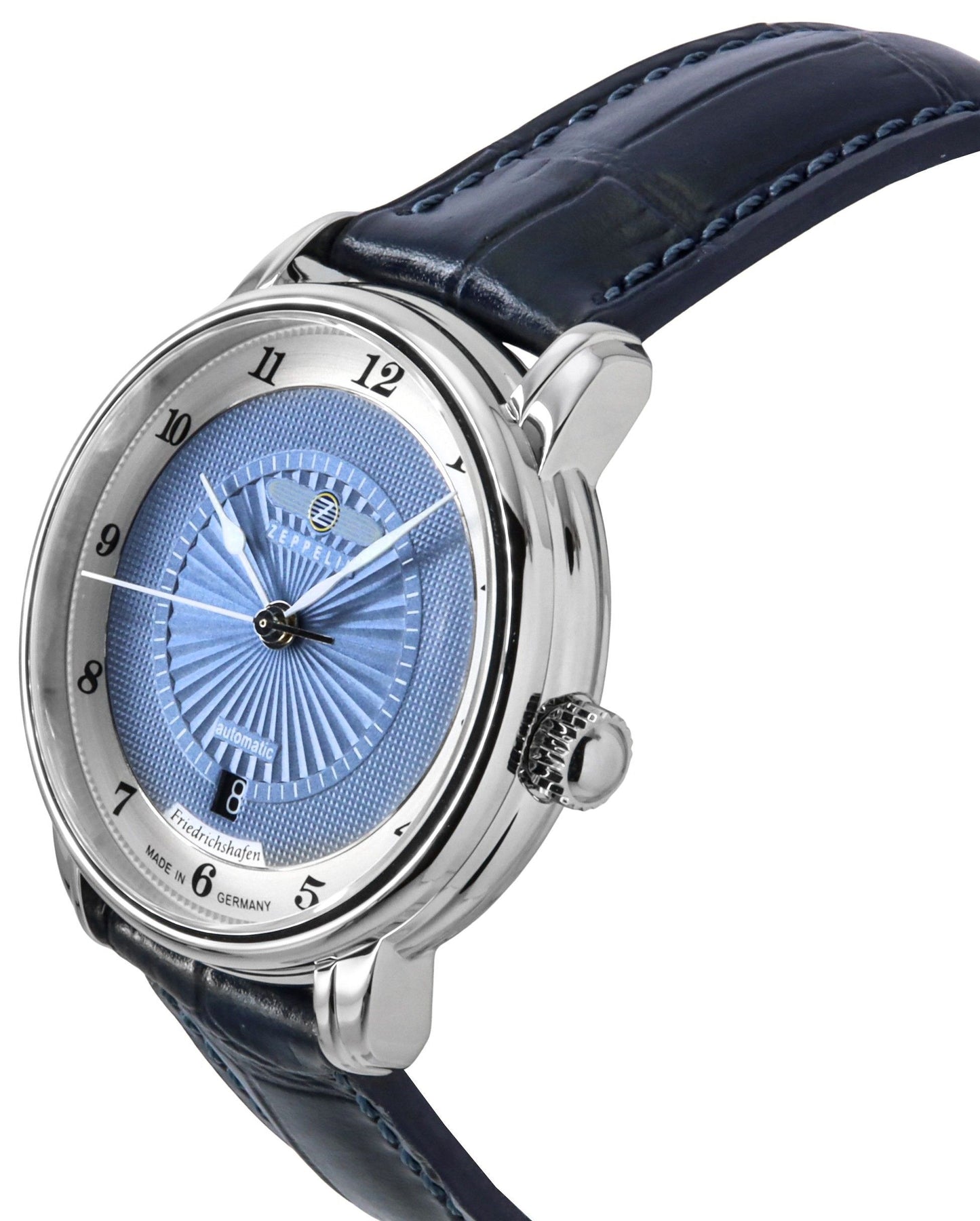 Zeppelin Friedrichshafen Lederarmband Blaues Zifferblatt Automatik 85563 Damenuhr