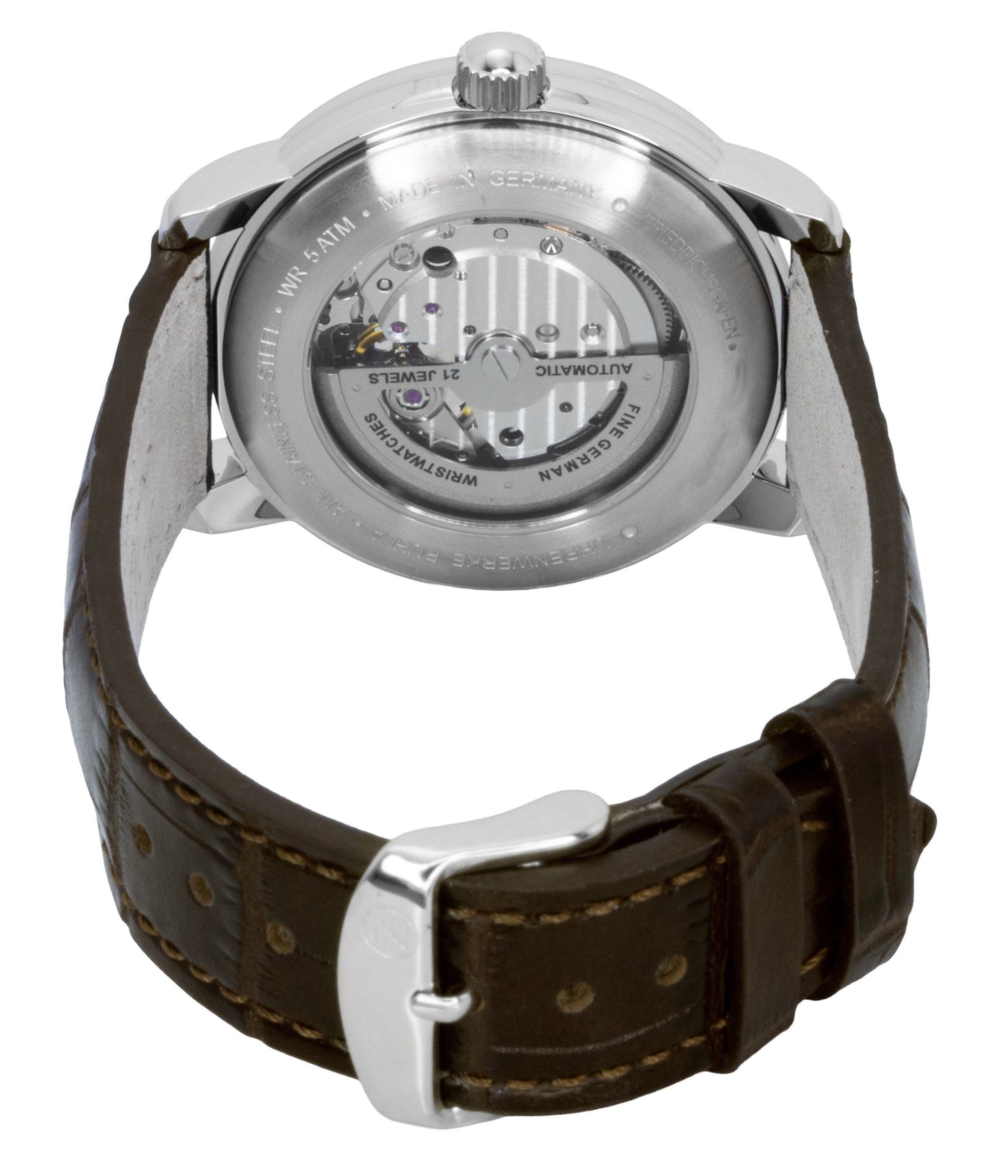 Zeppelin Friedrichshafe Brown Lederarmband Open Heart Gold Dial Automatik 85665 Herrenuhr