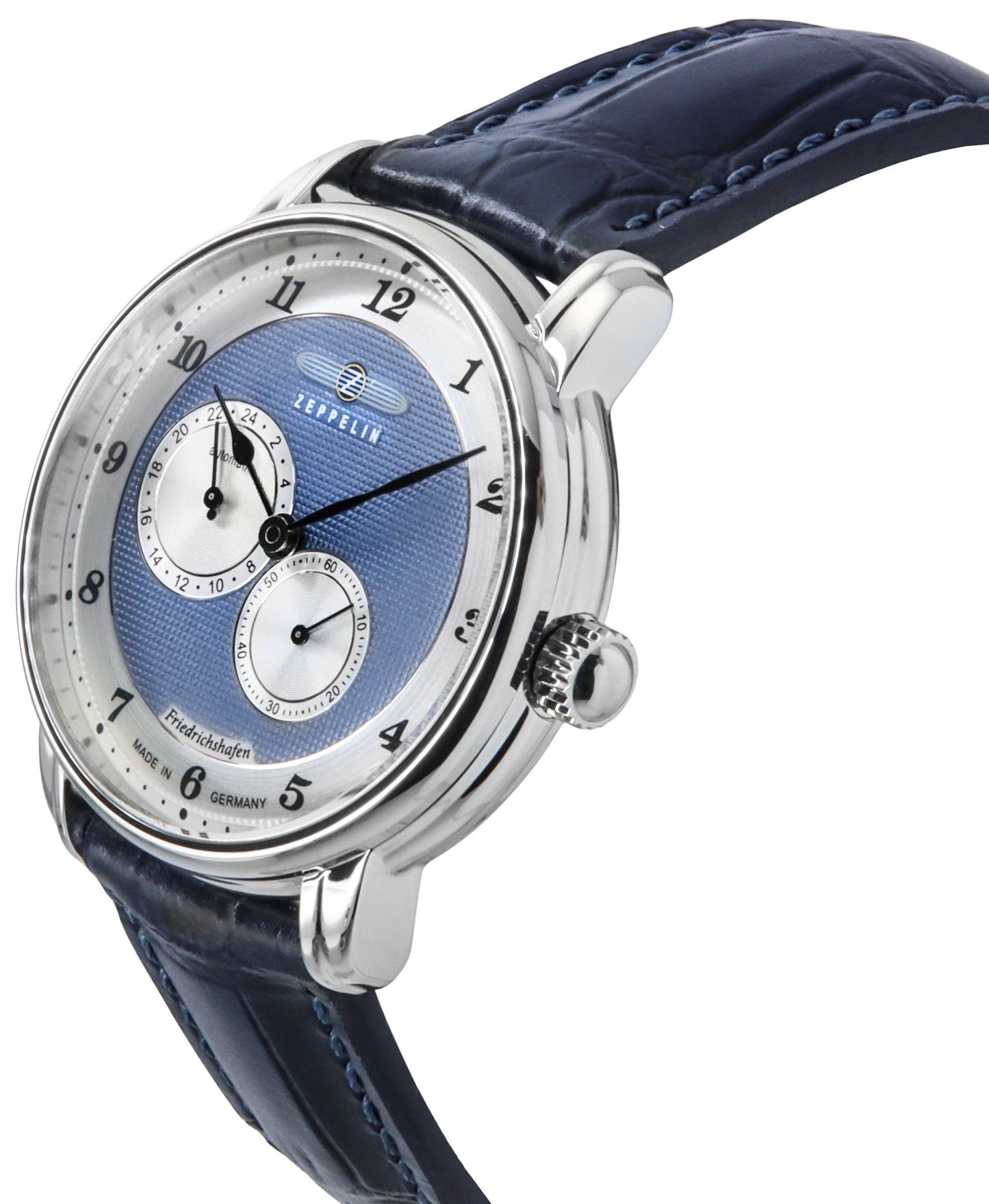 Zeppelin Friedrichshafen Lederarmband Blaues Zifferblatt Automatik 85683 Herrenuhr