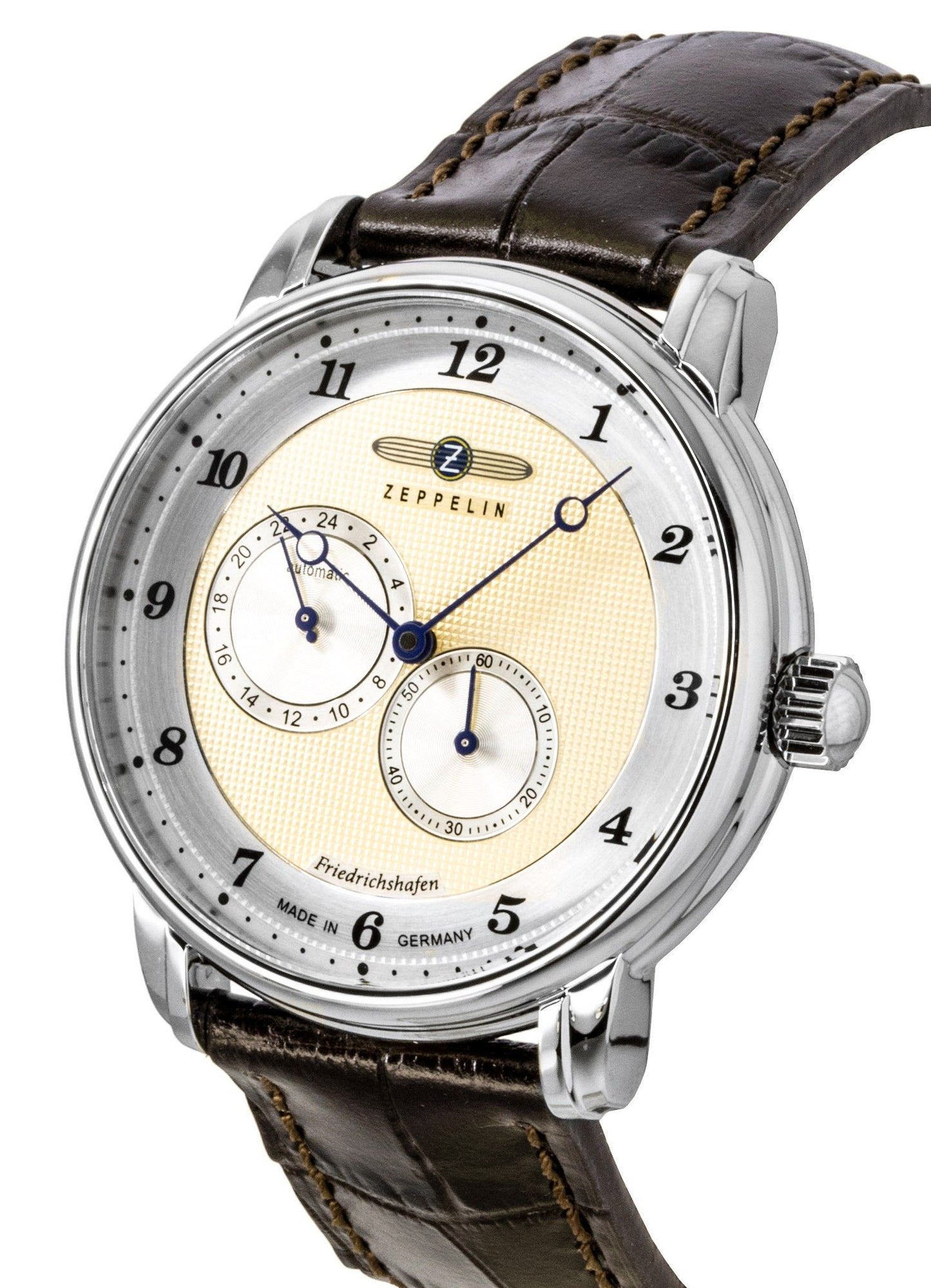 Zeppelin Friedrichshafen Lederarmband Champagnerfarbenes Zifferblatt Automatik 85685 Herrenuhr