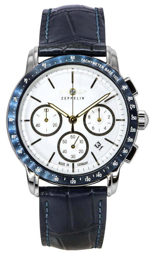 Zeppelin New York Chronograph Lederarmband White Dial Quarz 88781 Herrenuhr