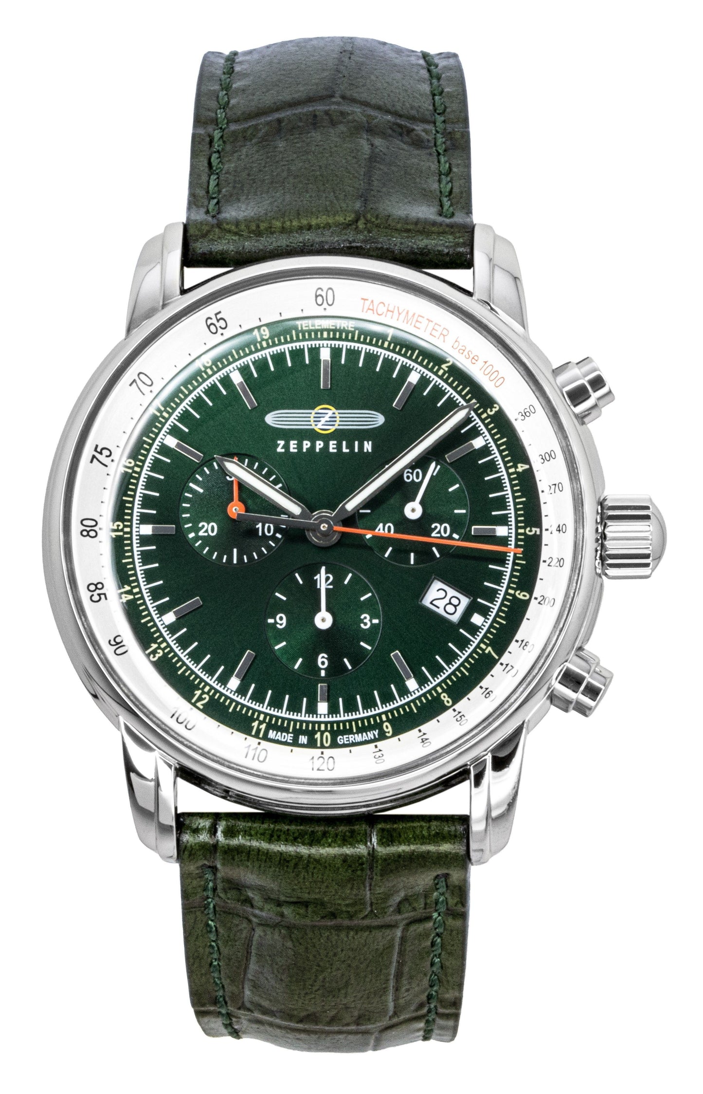 Zeppelin LZ 14 Marine Chronograph Lederarmband Gr?nes Zifferblatt Quarz 88884 Herrenuhr