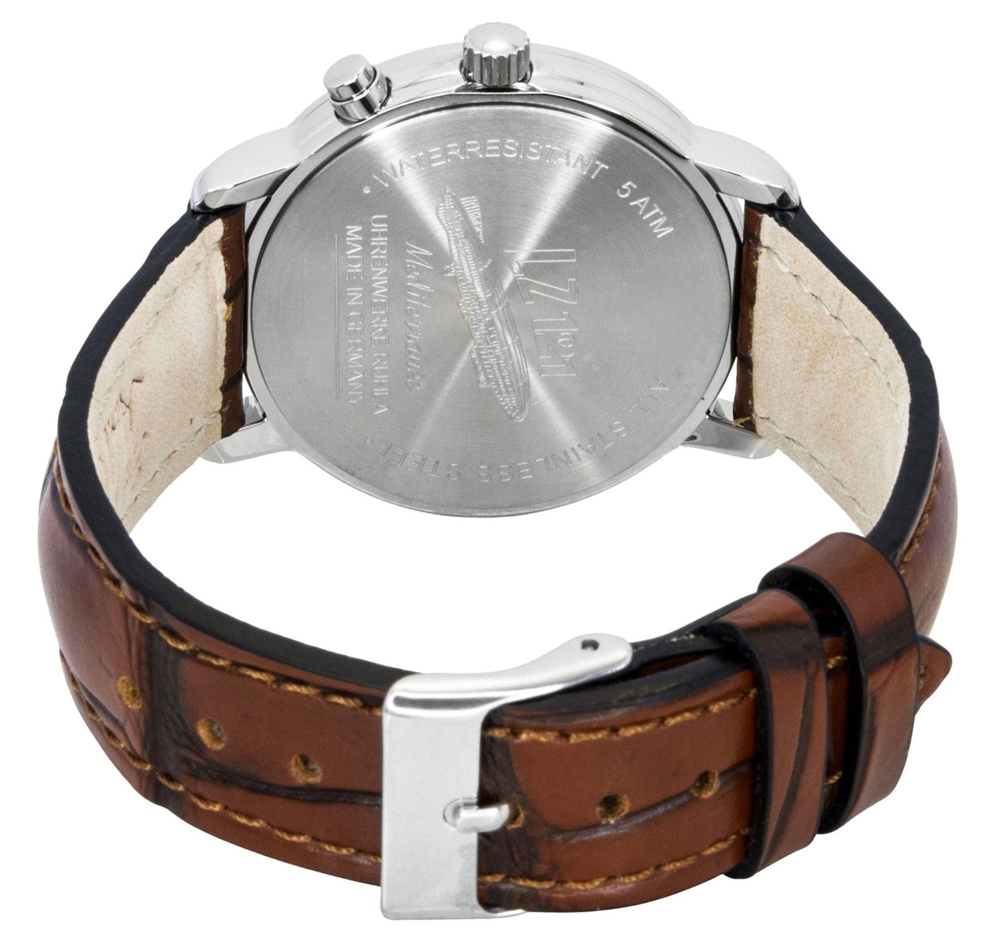 Zeppelin 100 Jahre Mediterranee Moonphase Lederarmband Blaues Zifferblatt Quarz 96373 Herrenuhr