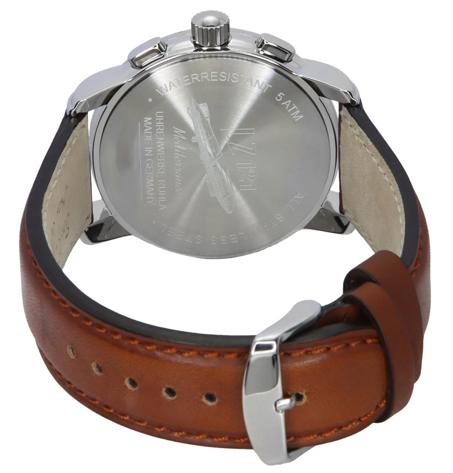 Zeppelin Mediterranee Chronograph Lederarmband Beige Dial Quarz 96705 Herrenuhr