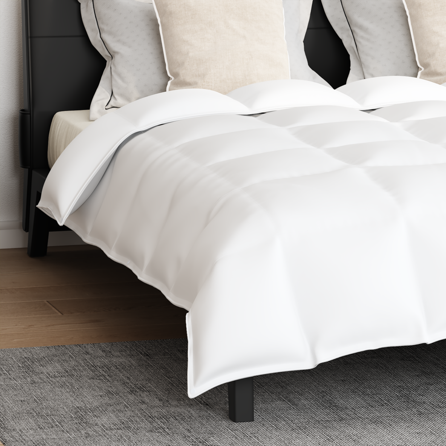 Parure de lit avec oreillers 3 pcs Blanc Plumes d'oie