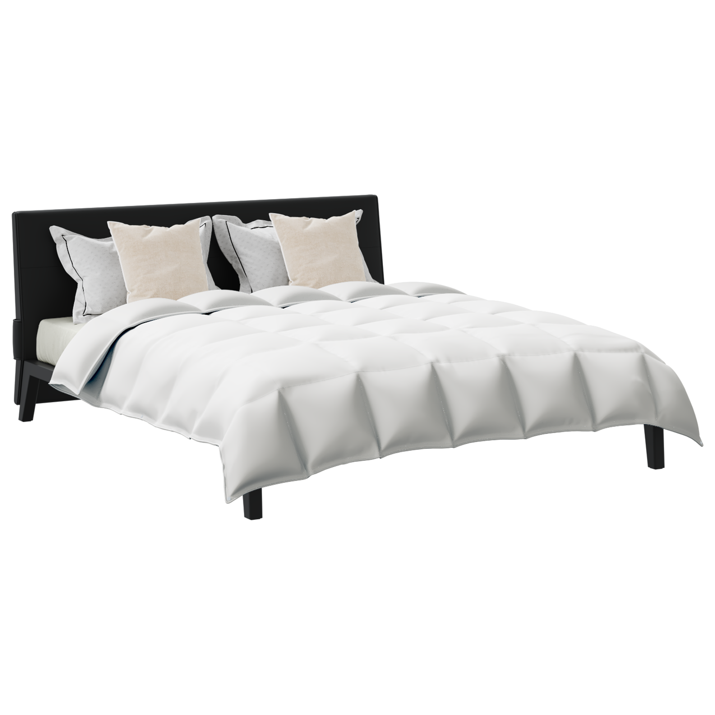 Parure de lit avec oreillers 3 pcs Blanc Plumes d'oie