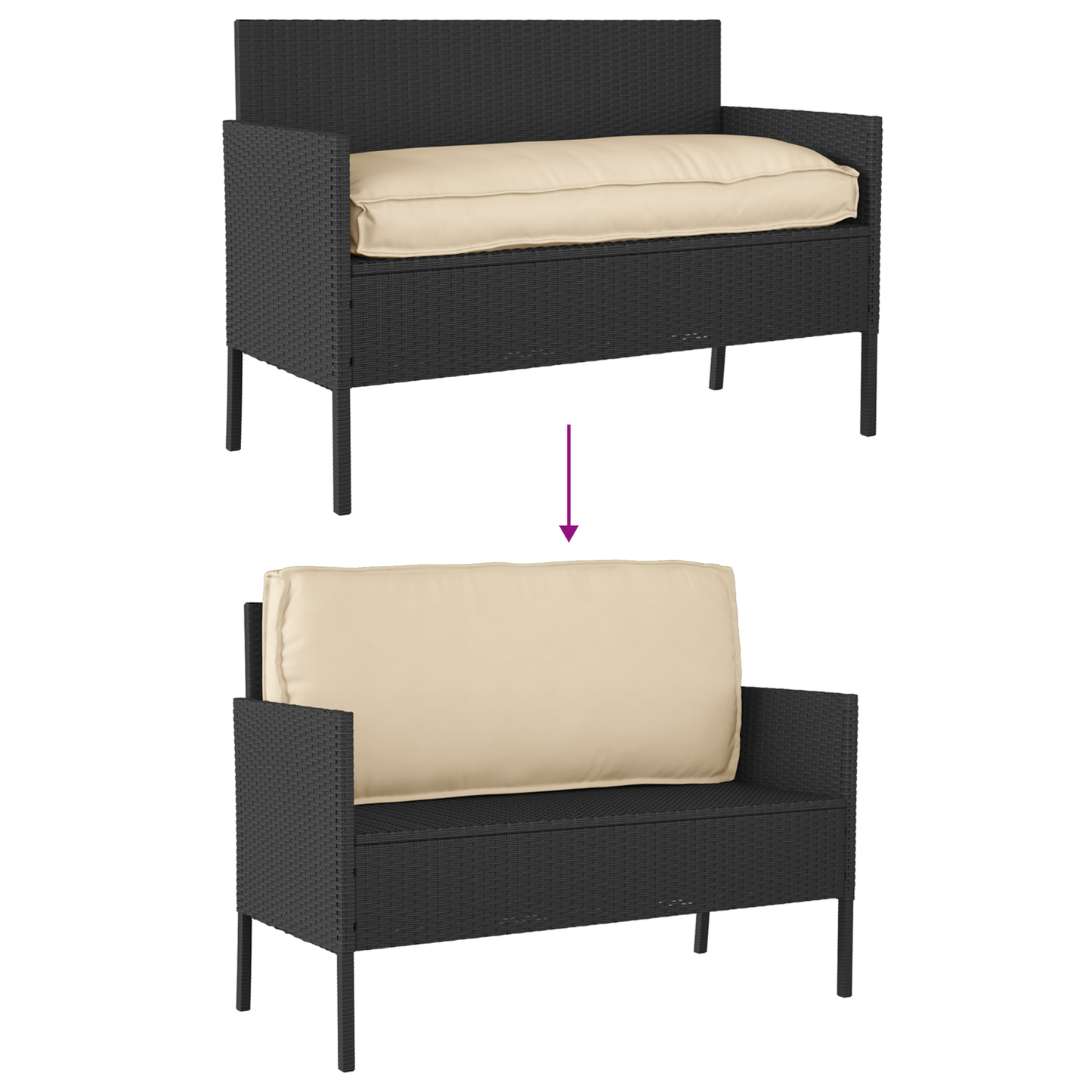 Coussin de palette pour assise / dossier beige 120 x 50 x 12 cm